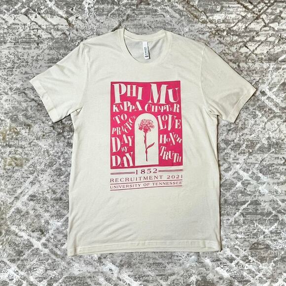 Phi Mu Sorority Graphic Tee – 2021 Recruitment | Bella + Canvas | Size L - Picture 1 of 7